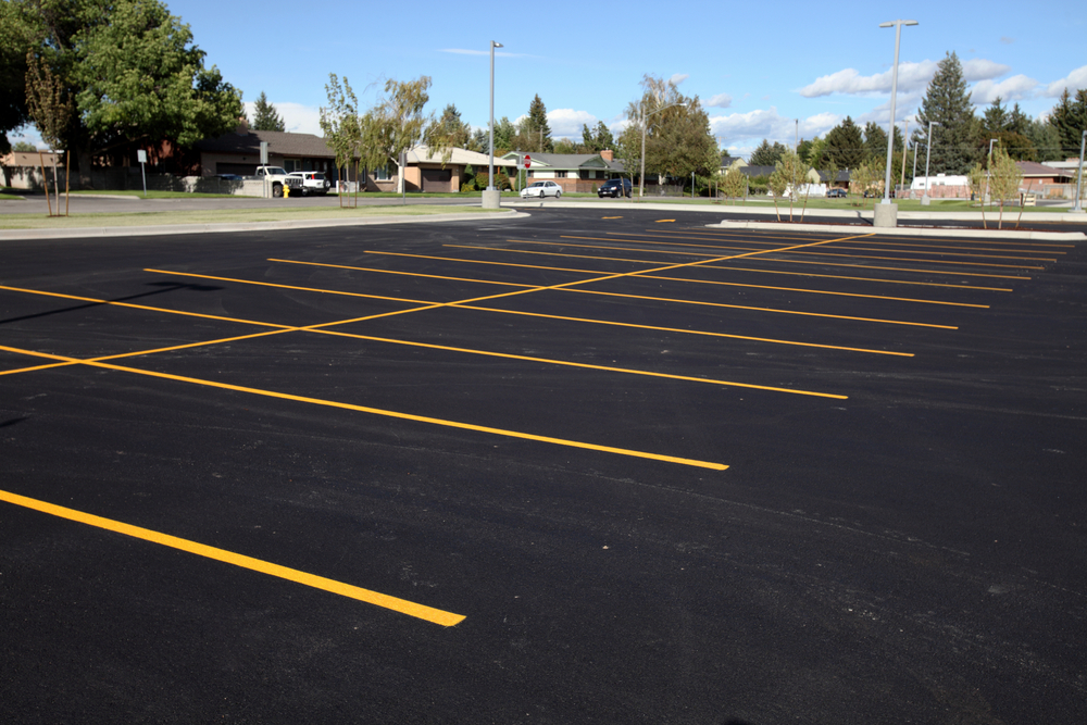 A,Newly,Completed,Parking,Lot,With,Freshly,Painted,Yellow,Lines